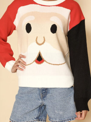 Santa face knit holiday sweater