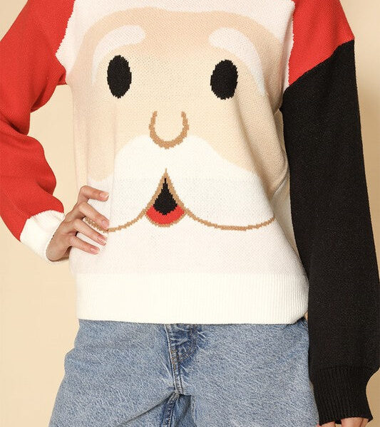 Santa face knit holiday sweater