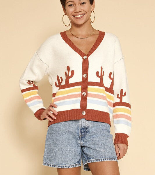 Desert retro stripe cardigan