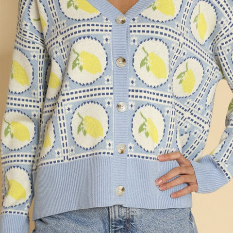 Tiled lemon knit cardigan